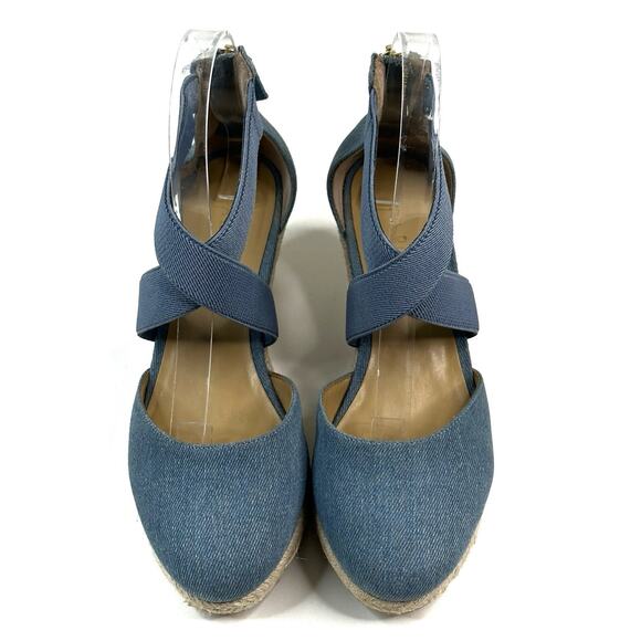 Talbots Lyndsay D'Orsay Espadrille Light Denim Wedges Women's Size 7M Sandals - Picture 2 of 11
